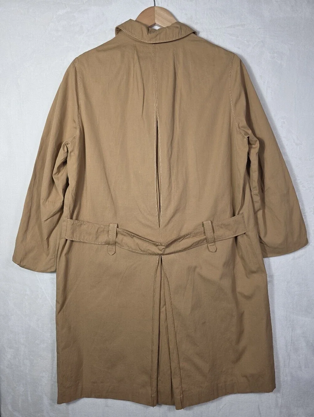 Women's Vintage Trench Coat XL Tan Military Gold Crest Buttons Oversized